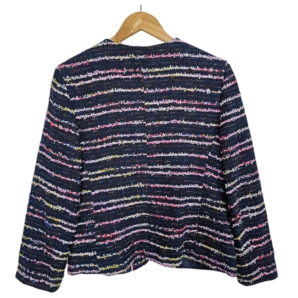 Talbots Fringe Tweed Blazer Jacket 16 Women Black Rainbow Career Business Casual - Picture 4 of 13